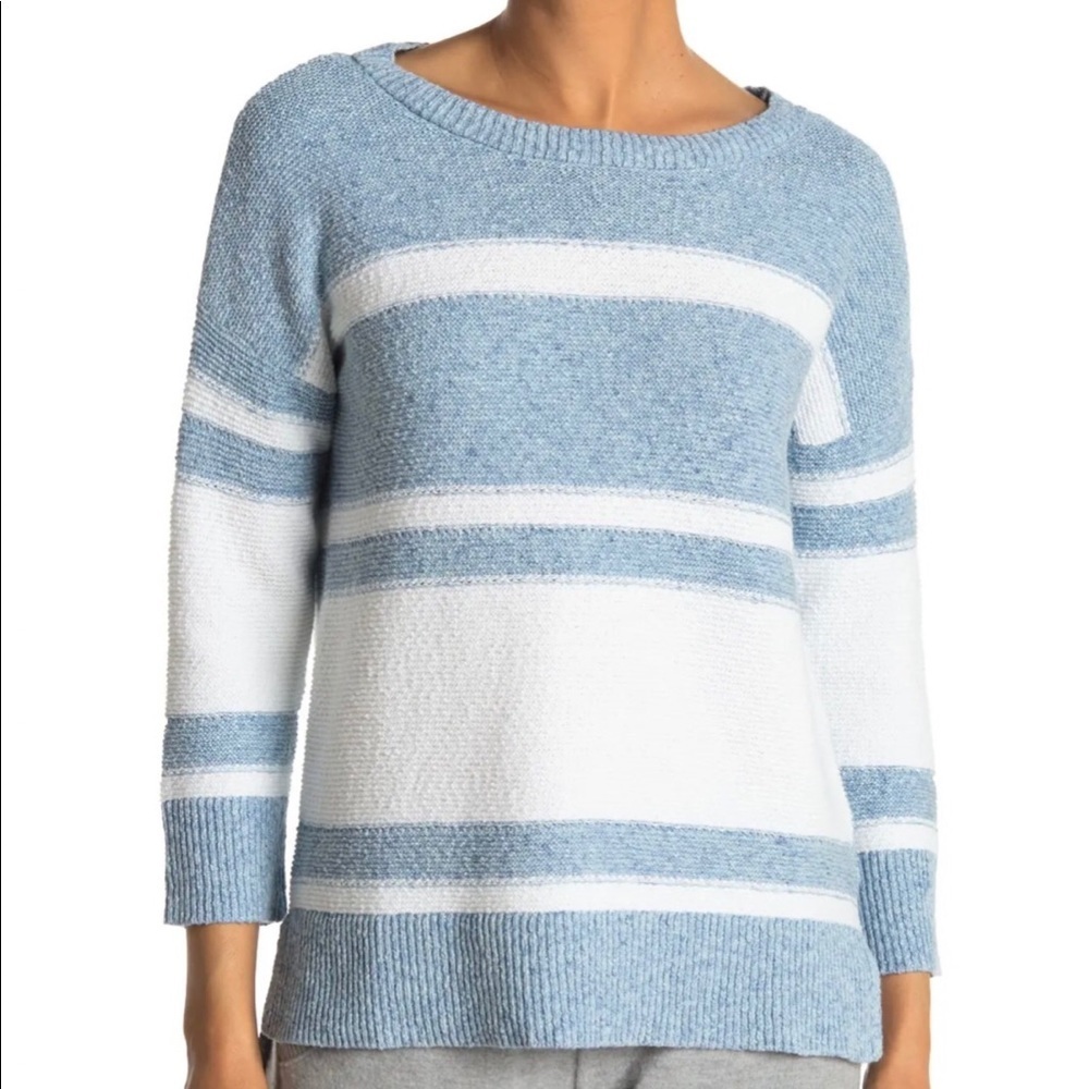 Kinross Stripe Boatneck Sweater 100% Cotton